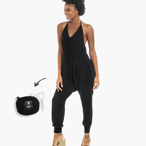 Buddhapants Black Cotton Women's Jumpsuit - Picture 2 of 6